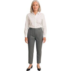 Reiss Size 30 Granite Grey Pleated Wool Blend Ankle Pants